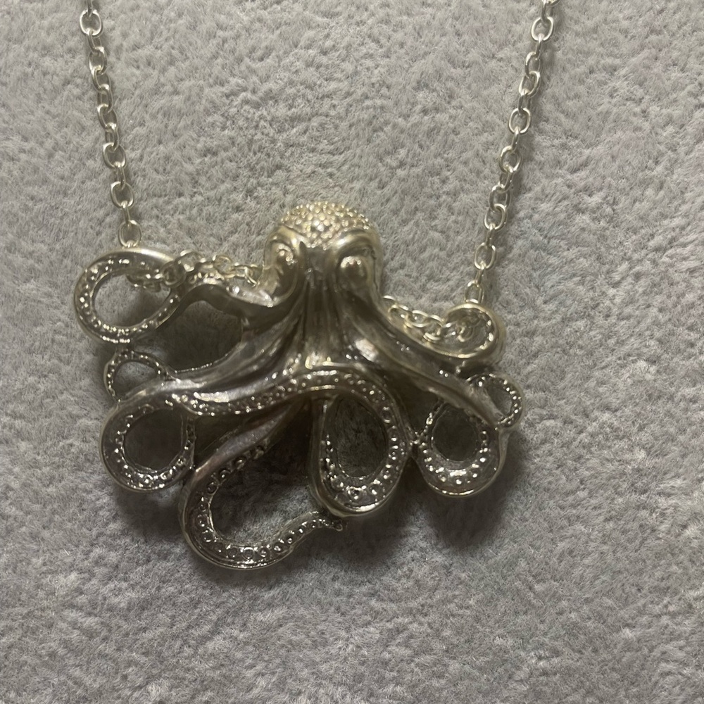 Silver Octopus Pendant Necklace